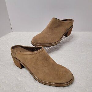 LL Bean Women's Deerfield Mule Slip-Ons Shoes Suede Tan 8.5